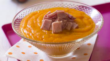 Purée de potiron au jambon